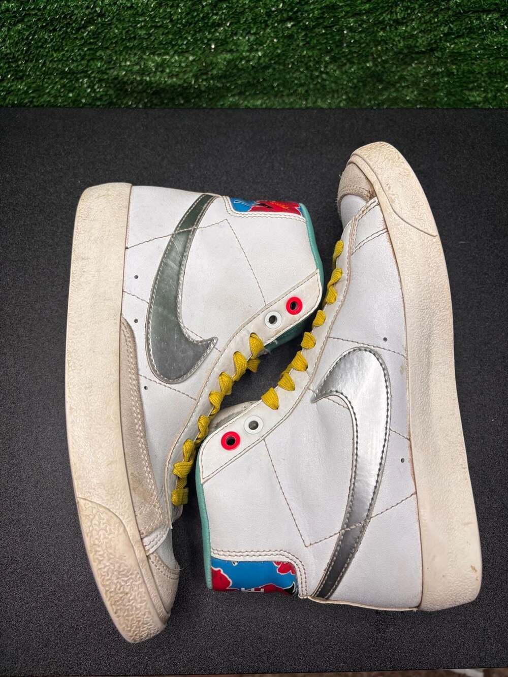 Nike Blazer Mid '77 GS White Vivid Sulfur Washed Teal Metallic Silver DQ7773-100